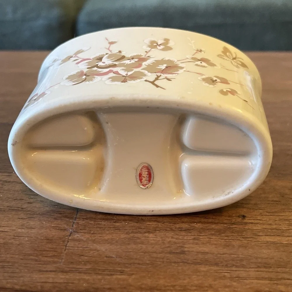 Vtg Cottage Ceramic Butterfly Floral Japan Bathroom Toothbrush Holder Granny‎